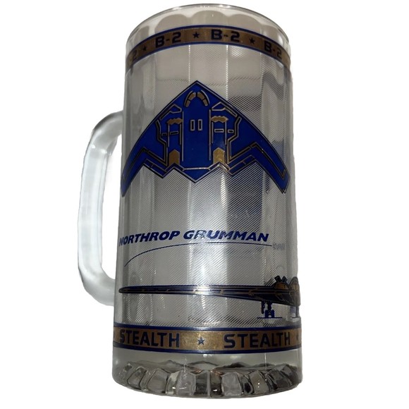 Northrop Grumman Aviation B-2 Stealth Bomber BEER MUG military 22k Gold USA Ofcl - Picture 1 of 12
